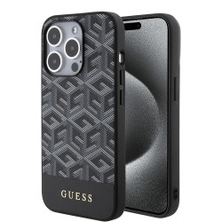 Guess GCube Stripes Hard Case Back Cover Hülle mit MagSafe für Apple iPhone 15 Pro Max - Schwarz