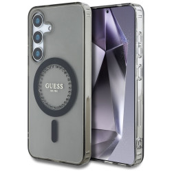 Guess IML Rhinestones Back Cover Hülle mit MagSafe für Samsung Galaxy S25 - Schwarz