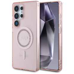Guess IML Rhinestones Back Cover Hülle mit MagSafe für Samsung Galaxy S25 Ultra - Rosa