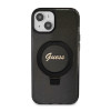 Guess Ring Stand Script Glitter Back Cover Hülle mit MagSafe für Apple iPhone 15 Plus - Schwarz 2