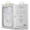 Guess Ring Stand Script Glitter Back Cover Hülle mit MagSafe für Apple iPhone 15 Pro Max - Transparent 5