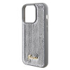 Guess Sequin Script Metal Back Cover Hülle für Apple iPhone 15 Pro - Silber 4