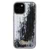 Guess Sequin Script Metal Back Cover Hülle für Apple iPhone 15 - Silber 1