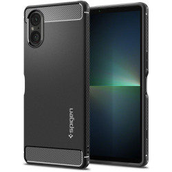 Spigen Rugged Armor Back Cover Hülle für Sony Xperia 5 V - Schwarz