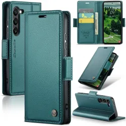 CASEME Litchi Texture Book Wallet Klapphülle für Samsung Galaxy S25 - Grün