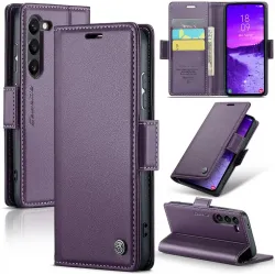 CASEME Litchi Texture Book Wallet Klapphülle für Samsung Galaxy S25 - Lila