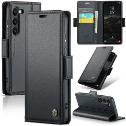 CASEME Litchi Texture Book Wallet Klapphülle für Samsung Galaxy S25 - Schwarz