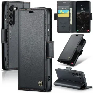 CASEME Litchi Texture Book Wallet Klapphülle für Samsung Galaxy S25 - Schwarz