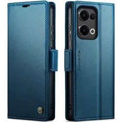 CASEME Litchi Texture Book Wallet Klapphülle für Oppo Reno13 - Blau