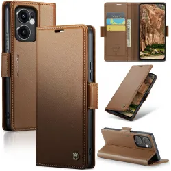 CASEME Litchi Texture Book Wallet Klapphülle für Oppo Reno13 F 4G/5G / Reno13 FS 5G - Braun