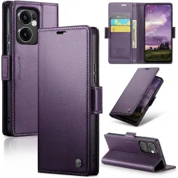 CASEME Litchi Texture Book Wallet Klapphülle für Oppo Reno13 F 4G/5G / Reno13 FS 5G - Lila
