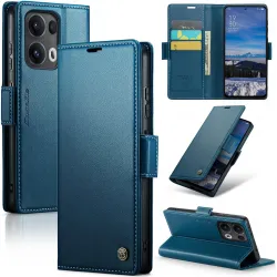 CASEME Litchi Texture Book Wallet Klapphülle für Oppo Reno13 Pro - Blau
