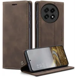 CASEME Retro Texture Book Wallet Klapphülle für OnePlus 13 - Dunkelbraun