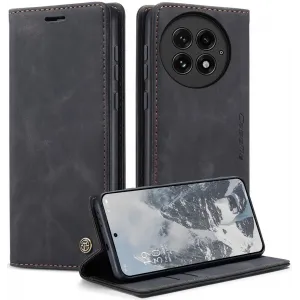 CASEME Retro Texture Book Wallet Klapphülle für OnePlus 13 - Schwarz