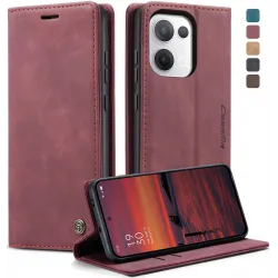 CASEME Retro Texture Book Wallet Klapphülle für Oppo Reno13 - Bordeaux