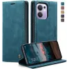 CASEME Retro Texture Book Wallet Klapphülle für Oppo Reno13 F 4G/5G / Reno13 FS 5G - Blau