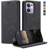 CASEME Retro Texture Book Wallet Klapphülle für Oppo Reno13 F 4G/5G / Reno13 FS 5G - Schwarz