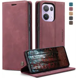 CASEME Retro Texture Book Wallet Klapphülle für Oppo Reno13 Pro - Bordeaux