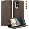 CASEME Retro Texture Book Wallet Klapphülle für Samsung Galaxy S25 Edge - Dunkelbraun