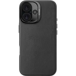 Decoded Echtleder Back Cover Hülle für Apple iPhone 16 - Schwarz