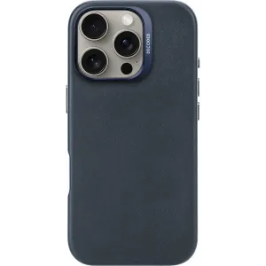 Decoded Echtleder Back Cover Hülle für Apple iPhone 16 Pro - Navy