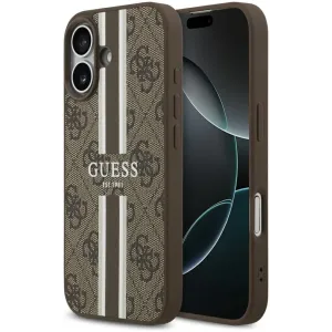 Guess 4G Printed Stripes Hard Case Back Cover Hülle mit MagSafe für Apple iPhone 17 - Braun