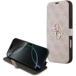 Guess 4G Big Metal Logo Book Wallet Klapphülle für Apple iPhone 17 Pro Max - Rosa
