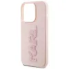 Karl Lagerfeld 3D Rubber Glitter Logo Back Cover Hülle für Apple iPhone 15 Pro - Rosa 5