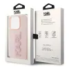 Karl Lagerfeld 3D Rubber Glitter Logo Back Cover Hülle für Apple iPhone 15 Pro - Rosa 7