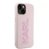 Karl Lagerfeld 3D Rubber Glitter Logo Back Cover Hülle für Apple iPhone 15 - Rosa 3