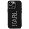 Karl Lagerfeld 3D Rubber Glitter Logo Back Cover Hülle für Apple iPhone 15 Pro Max - Schwarz 2