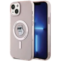 Karl Lagerfeld IML Choupette Back Cover Hülle mit MagSafe für Apple iPhone 15 Plus/14 Plus - Rosa