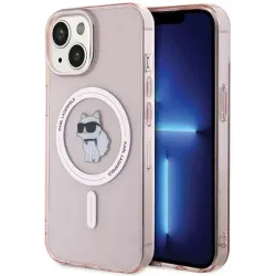 Karl Lagerfeld IML Choupette Back Cover Hülle mit MagSafe für Apple iPhone 15 - Rosa