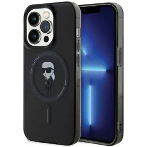 Karl Lagerfeld IML Ikonik Back Cover Hülle mit MagSafe für Apple iPhone 15 Pro Max - Schwarz