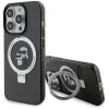 Karl Lagerfeld Ring Stand Karl & Choupette Hard Case Back Cover Hülle mit MagSafe für Apple iPhone 15 Pro - Schwarz