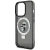 Karl Lagerfeld Ring Stand Karl & Choupette Hard Case Back Cover Hülle mit MagSafe für Apple iPhone 15 Pro - Schwarz 6