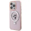 Karl Lagerfeld Ring Stand Karl & Choupette Hard Case Back Cover Hülle mit MagSafe für Apple iPhone 15 Pro - Rosa 3