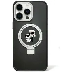 Karl Lagerfeld Ring Stand Karl & Choupette Hard Case Back Cover Hülle mit MagSafe für Apple iPhone 15 Plus/14 Plus - Schwarz
