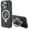 Karl Lagerfeld Ring Stand Karl & Choupette Hard Case Back Cover Hülle mit MagSafe für Apple iPhone 15 Pro Max - Schwarz