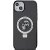 Karl Lagerfeld Ring Stand Karl & Choupette Hard Case Back Cover Hülle mit MagSafe für Apple iPhone 14 - Schwarz 3