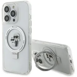 Karl Lagerfeld Ring Stand Karl & Choupette Hard Case Back Cover Hülle mit MagSafe für Apple iPhone 14 Pro Max - Weiß