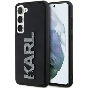 Karl Lagerfeld 3D Rubber Glitter Logo Back Cover Hülle für Samsung Galaxy S23 Plus - Schwarz