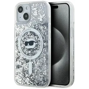 Karl Lagerfeld Liquid Glitter Choupette Head Back Cover Hülle mit MagSafe für Apple iPhone 14 - Transparent