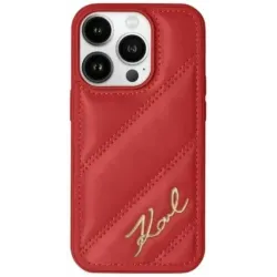 Karl Lagerfeld Diagonal Quilted Script Back Cover Hülle für Apple iPhone 15/14 - Rot