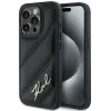 Karl Lagerfeld Diagonal Quilted Script Back Cover Hülle für Apple iPhone 15 Pro - Schwarz