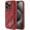 Karl Lagerfeld Diagonal Quilted Script Back Cover Hülle für Apple iPhone 15 Pro - Rot