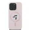 Karl Lagerfeld Silikon Karl & Choupette Heads Ring Back Cover Hülle mit MagSafe für Apple iPhone 16 Pro - Rosa 3