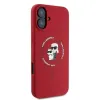Karl Lagerfeld Silikon Karl & Choupette Heads Ring Back Cover Hülle mit MagSafe für Apple iPhone 16 - Rot 2