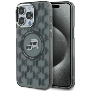 Karl Lagerfeld IML Monogram Karl & Choupette Head Back Cover Hülle mit MagSafe für Apple iPhone 15 Pro - Schwarz