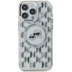 Karl Lagerfeld IML Monogram Karl & Choupette Head Back Cover Hülle mit MagSafe für Apple iPhone 15 - Transparent